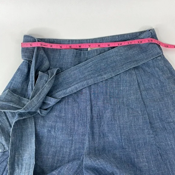 NWT J. Crew Size 2 Tie-Waist Shorts, Chambray, High Waist blue - Picture 11 of 11